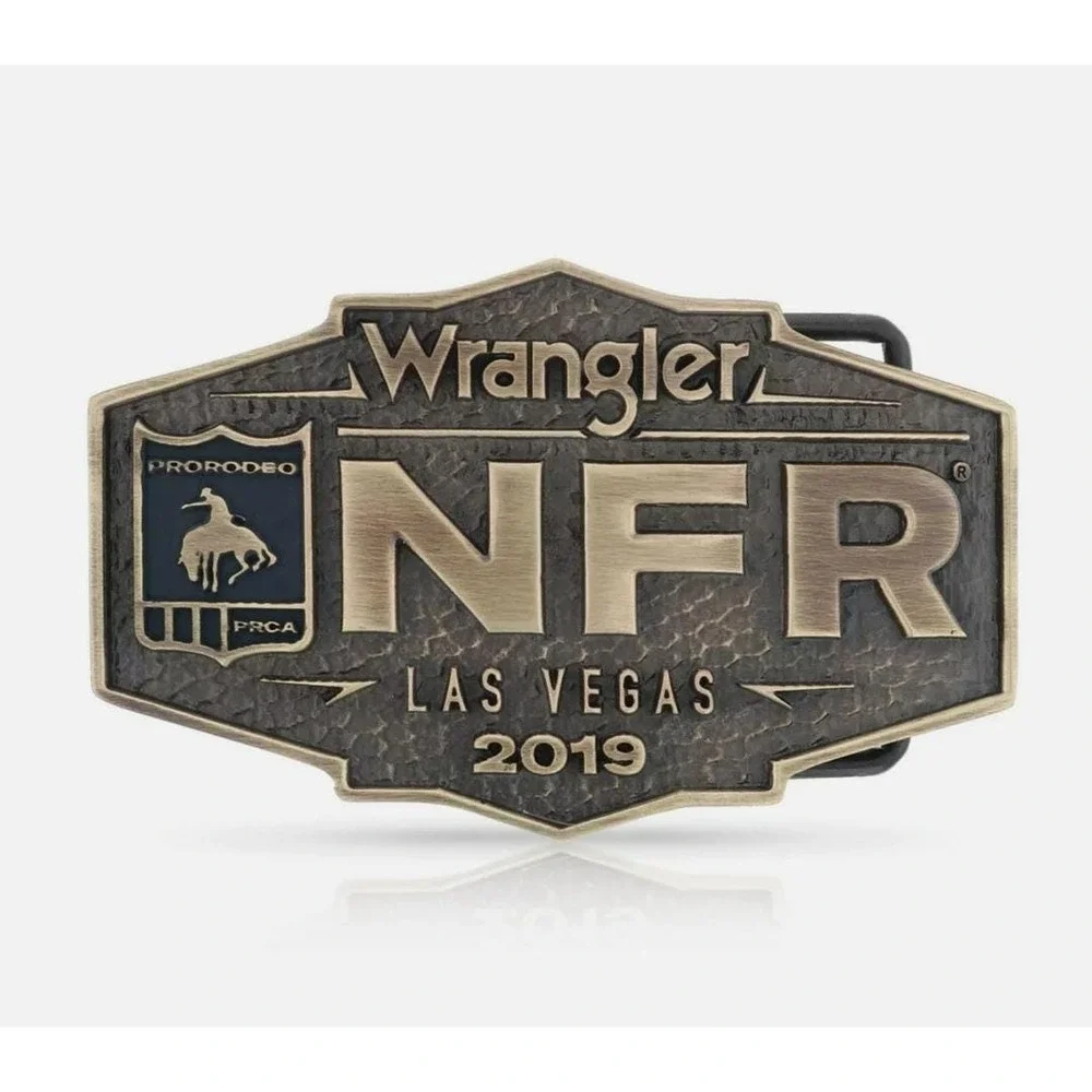 Montana Silversmiths NFR Buckle 2019 Wrangler Logo Cast Brass Retail $44 NEW!‎
